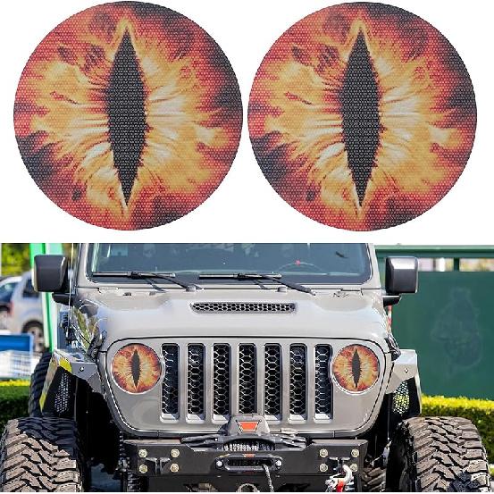 Beast Eyes Headlight Decals, 3D Round Stickers And Decals For Jeep Wrangler, Stereo Eyes Headlight Decal Stickers(Blue)