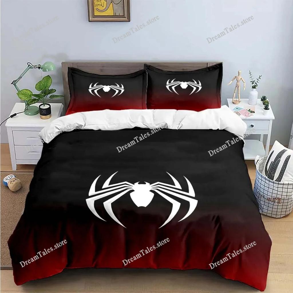 Fashion 3D Exquisite Red Black Spider Anime Digital Printing Bedding Set Duvet Cover Comforter Bed Youth Kids Girl Boys Gift