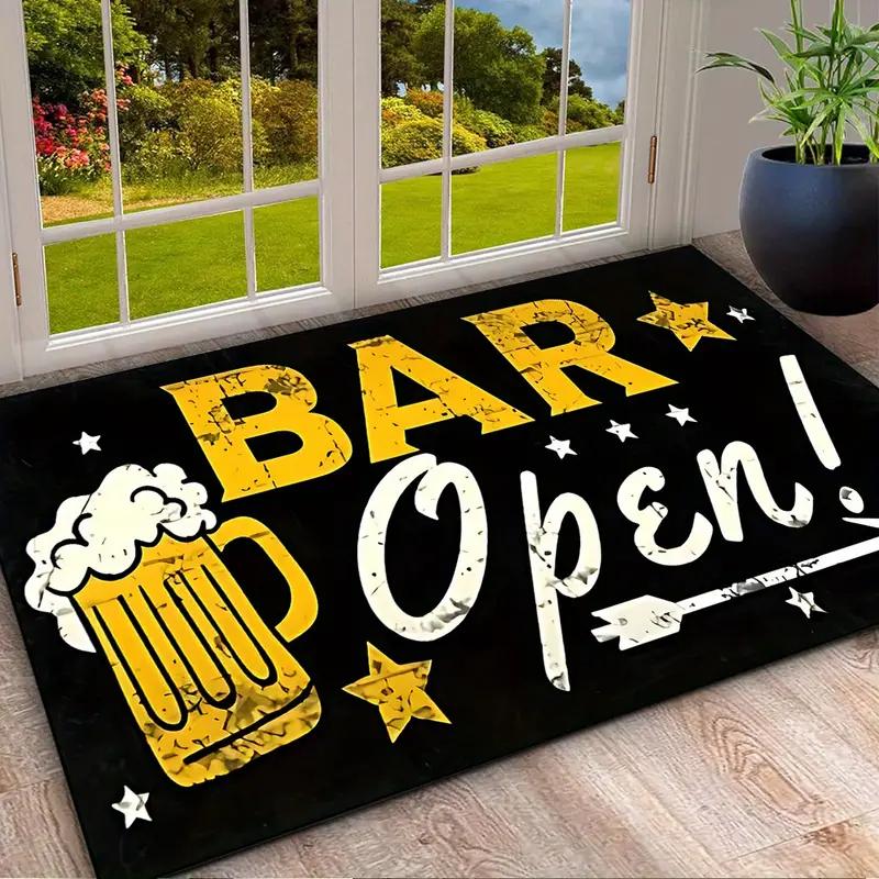 Beer-Themed Welcome Mat, Indoor/Outdoor Entrance Doormat, Beer Festival Decorative Rug, Soft Non-Slip Home Decor