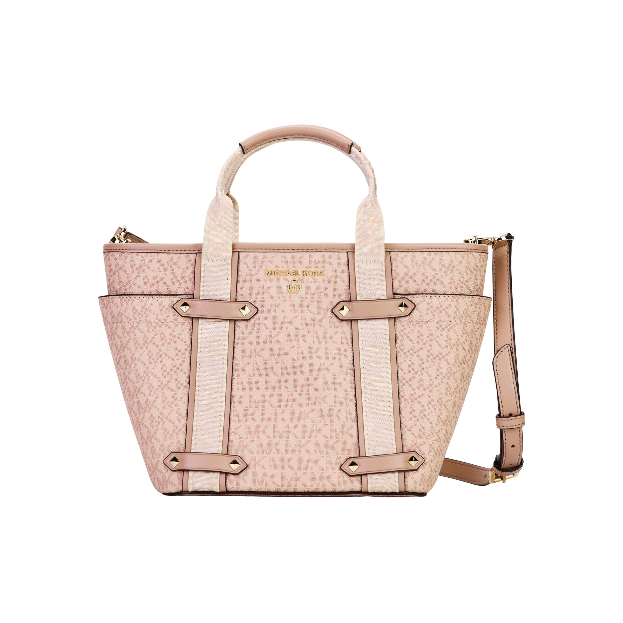 

Michael Kors MK Maeve Commuter Letter Print Color Block Tote Bag Shopping Bag Crossbody Shoulder Bag Women tote Ballet-Pink 30T2G5VT1B-857 Basic Set (Bag+Dust Bag)
