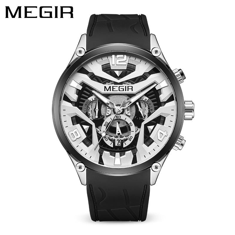 Men S Watch Silicone Strap Multifunctional Chronograph Calendar Creative Dial Watch 2222