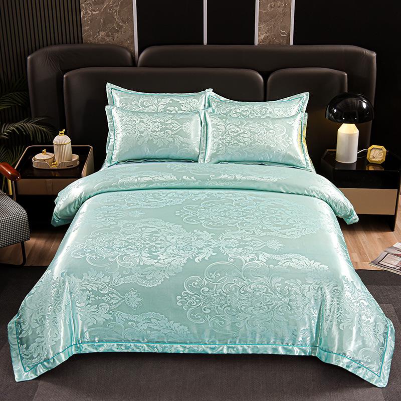 New 4Pcs European Satin Jacquard Bedding Set Four Season Universal Skin Friendly Cozy Duvet Set Double Couple Size Bedclothes