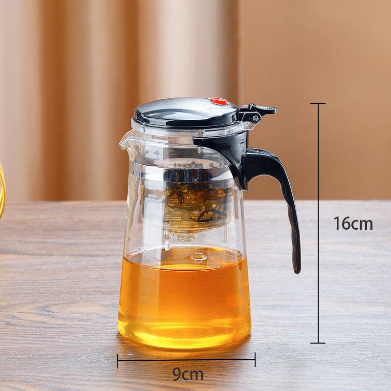 Teapot With Infuser Thickened Glass Heated Resistant Tea Pot One-Button Filtering Tea Separation Kettle Tea Coffee Maker