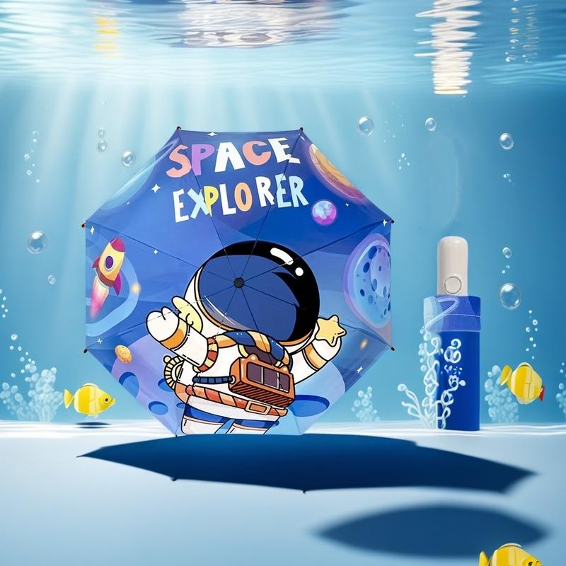 Schöner Astronaut Weltraumforscher Automatischer Regenschirm Reflektierendes Streifendesign Recycling ohne Rückprall Sonnenschirm, 1 Stück