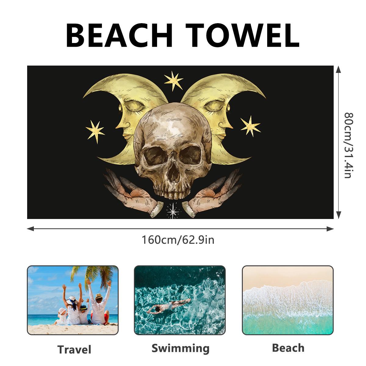

Quick-drying towel Strong absorbent double-sided velvet * skull head beach towel Printed bath towel Outdoor travel beach towel 80 * 160 [OPP independent bag]