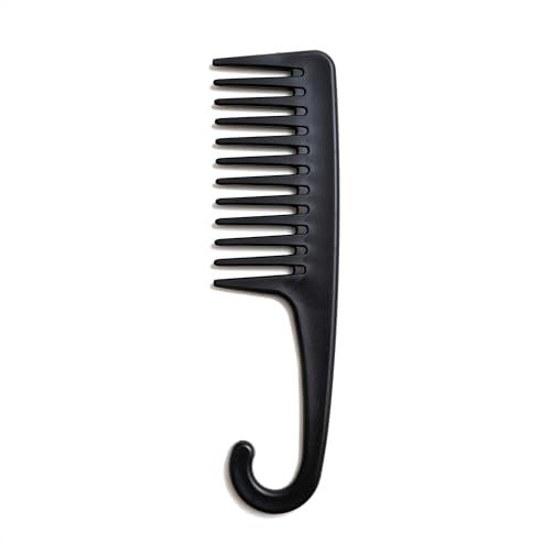 Hair Treatment Comb Hook Bathing Unisex Convenient Storage Home Salon Spa Bath Time Scalp Combing Large Handle Decorative (Black) (Includes 1 Hanging