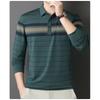 Men S Striped Long Sleeve Polo Shirt Loose Fit For Middle Aged Dad Autumn