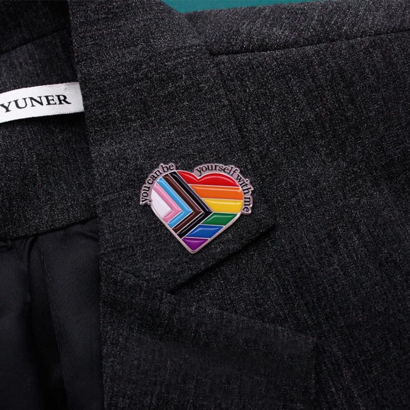 Funny Gay Pins You Can Be Yourself with Me Enamel Brooches Women Men Lapel Badges Backpack Collar Fashion Jewelry Gift