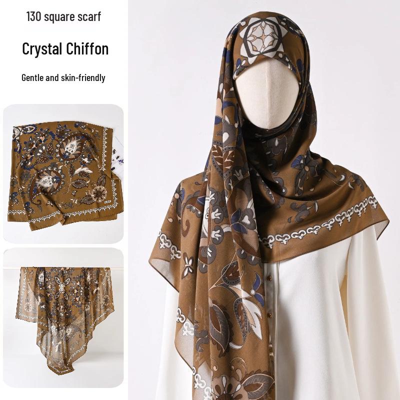 Damenmode 130x130 Seidenähnlicher Gaze Quadratischer Schal Stola - High-End, Leichtgewicht, Langer Schal