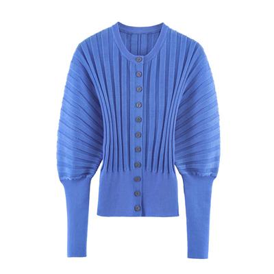 European & American Women's Fashion Knit Cardigan with Accordion Sleeves