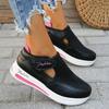 New large-sized casual single shoes for women in spring and summer, featuring flat woven breathable Velcro casual mesh