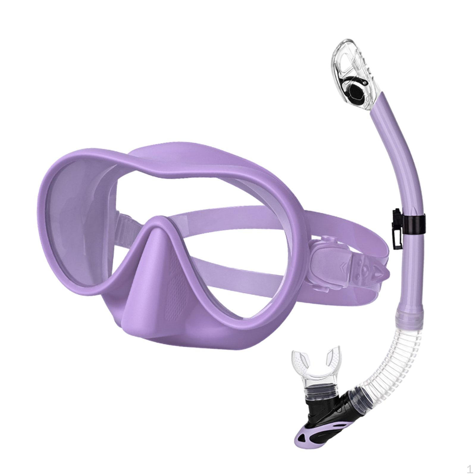 

Diving Mask Swim Goggles, Breathing Tube Men Women Comfortable Snorkel Set, for Purple