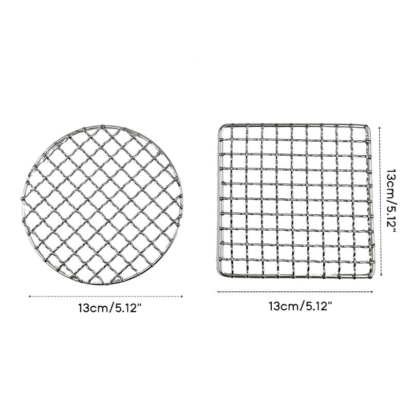 Camping Grill Grate Mesh Pads Square Round Grilling Mesh Fire Cooking Outdoor Picnic- BBQ Camping Pot Firewood- Rack