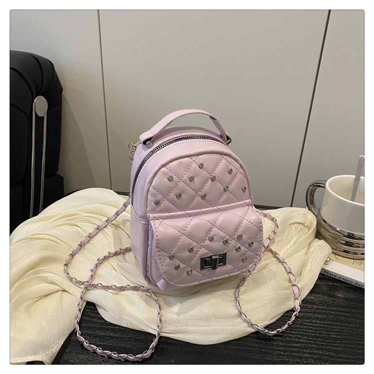 2025 New Backpack Women's Fashion Single Shoulder Portable Backpack Niche Design Advanced Sense Rivet Small Backpack