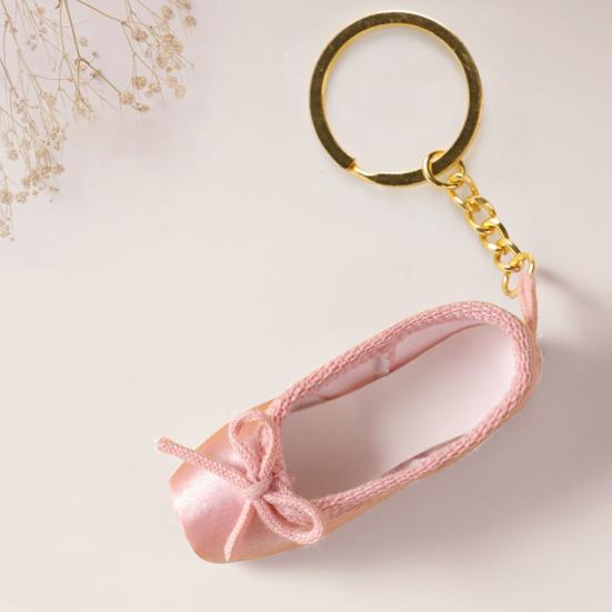 Yousheng Satin Ballet Shoe Keychain Handmade Mini Pointe Shoe Pendant with Keyring Ballet Lovers Bag Charm Gift for Ballet Dancers