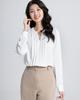 SPRING SEAON Long Sleeve Chiffon Blouse with Tucked Loose Plus Sizes Suitable for Size 3L Women's V-Neck Detail, Fit, Available, Suits, Office,