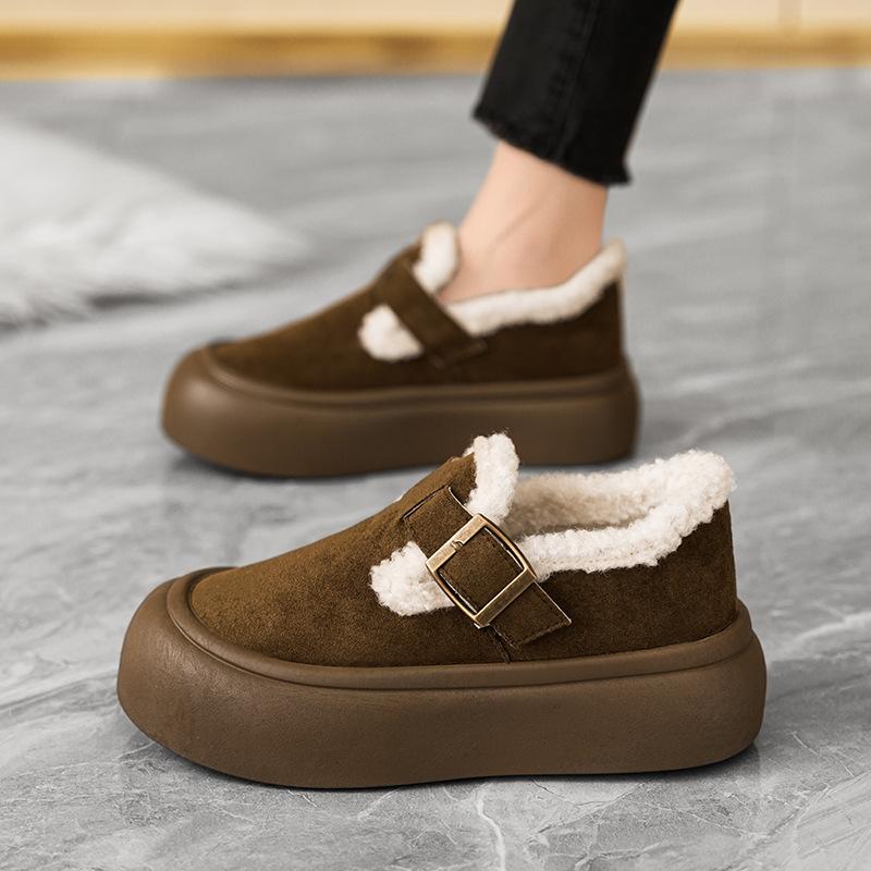 Platform Snow Boots Women's Winter Velvet Merad Loafer Cotton Shoes 2025 New One-pedal Versatile Birkenstocks