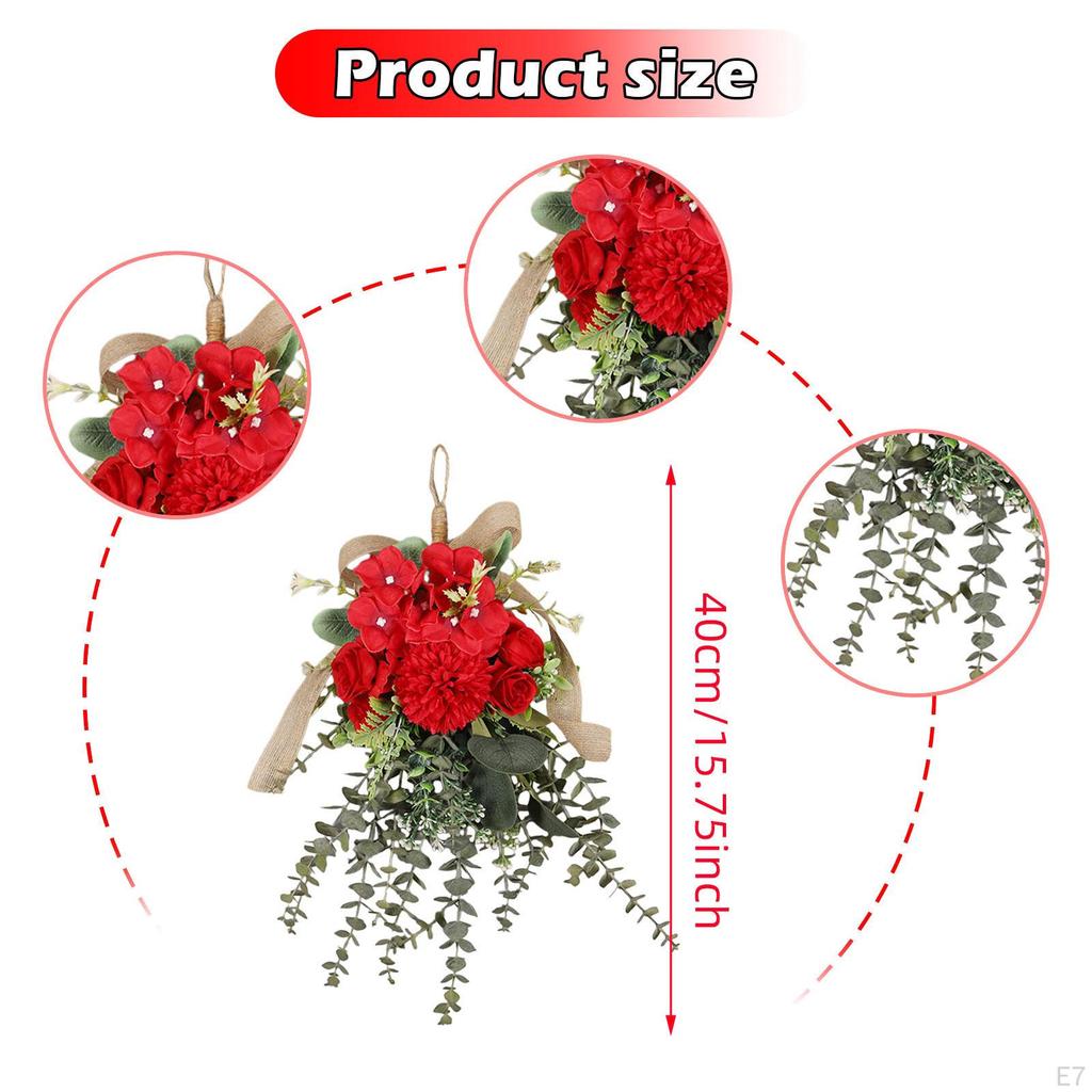 Artificial Chrysanthemum Eucalyptus Flower Wreath Hanging Decoration Teardrop for
