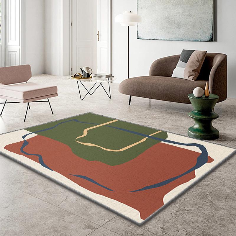 

Living Room Carpet Geometric Coffee Table Sand Mat Hair Blanket Green Stripe Splicing Carpet Floor Mat 80 * 160cm