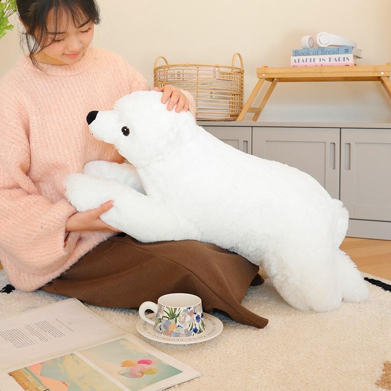 Cute Simulation Polar Bear Doll Plush Toy Lying Down Bear Hugging Bear Doll Children'S Rag Doll Birthday Gift
