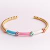High Quality Fashion Drip Oil Hand Jewelry Gold Color Colorful Enamel Turkish Lucky Evil Eye Bangle Bracelet For Women