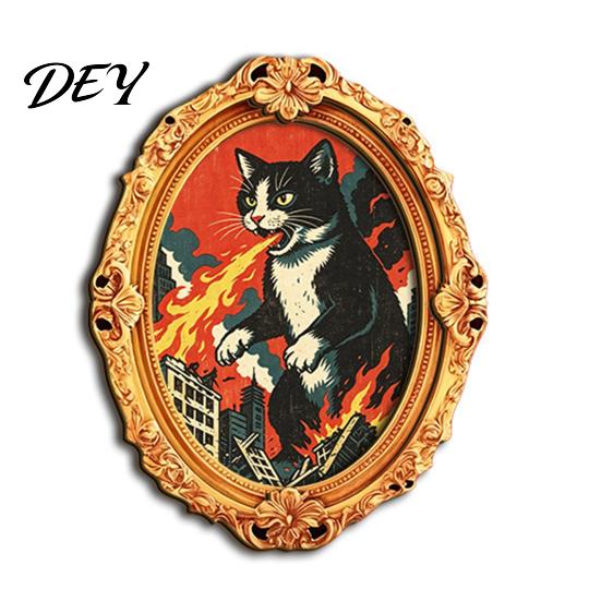 Reusable Magnetic Decals 1/6Pcs Halloween Retro Frame Refrigerator Magnet, Wood Carved Fridge Decor Cabinet Whiteboard Magnet for Home Office Kitchen