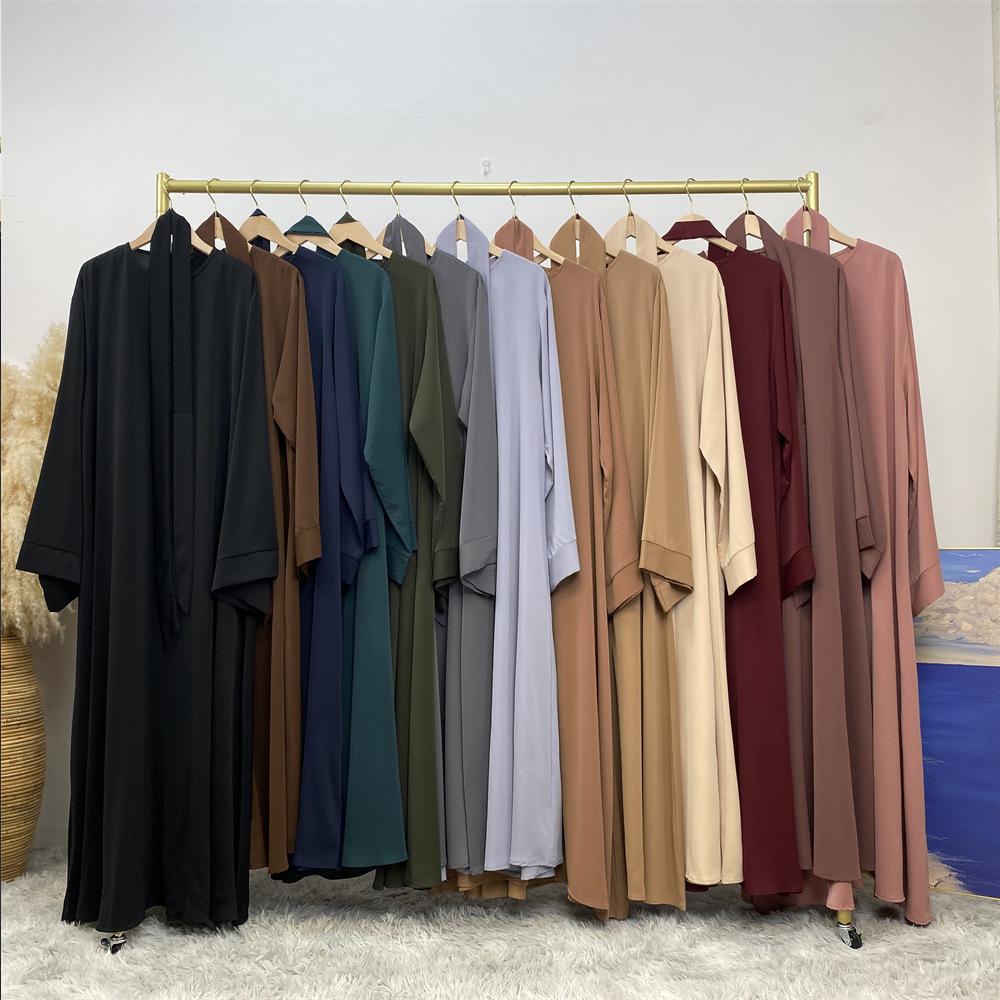 S-XXL Multi Color Available Middle East Dubai Hot Selling Clear Color Lace Up Muslim Dress