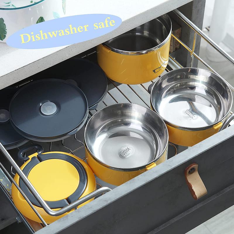 Bento Box pro dospělé/dospívající, Nerezový Bento Box Box na oběd s taškou/náčiním, Velkokapacitní nepropustné tepelné stohovatelné obědové nádoby pro