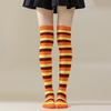 Striped Thigh High Socks Women Colorful Over-the-Knee Socks Retro Stretchy Thigh Highs for Girls Cosplay Lolita Costume