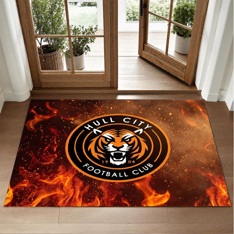 Hull City Fußball Design Kristall Samt Teppich Weiche Dekorative Matte für Schlafzimmer Eingang