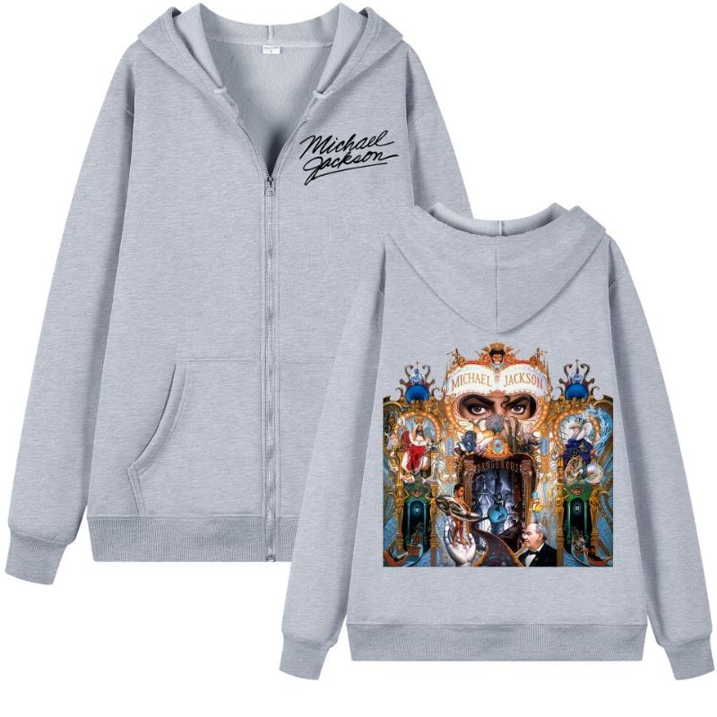 Singer Michael  Album Graphic Zipper Hoodie Men Rock Zip Up Pullovers Harajuku Y2k Style Hooded Sweatshirts