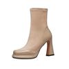 Vintage Women Ankle Boots Fashion Elegant Side Zippers Shoes Autumn Winter Thick Heel Laides Modern Short Booties