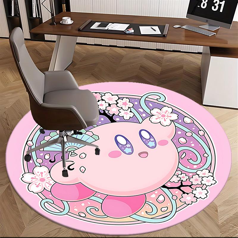 Chibi Kirby Chair Mat   Round Carpet for Home Decor, Office Use, Gift Idea   Suitable for Bedroom, Living Room, s0288b