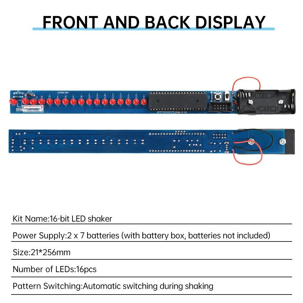 16-bit LED Stick Light Rocker Diy Kit AT8911 Series Microcontroller DIY Electronic Production Kit Soldering Learning