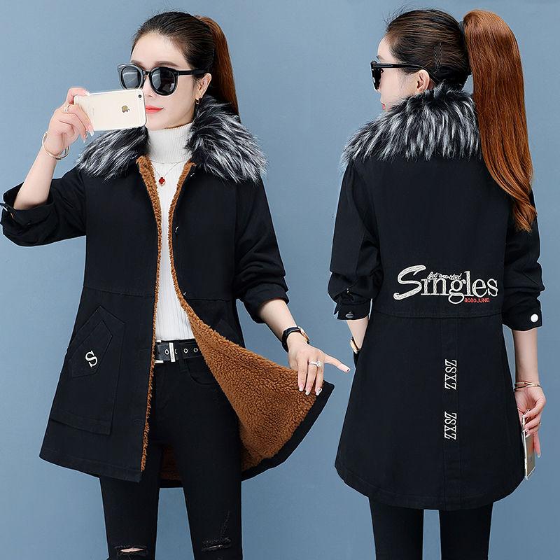 Winter Denim Jacket for Women Thick Lamb Wool Warm Coat Long Cotton Padded Parkas Casual Windbreaker Jean Outerwear