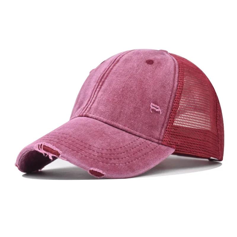 Fashion Solid Color Patch Baseball Caps Men Women Snapback Hip Hop Hat Summer Breathable Mesh Sun Hats Unisex Streetwear Bone