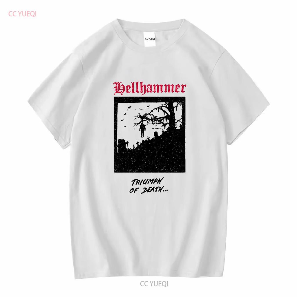 Hellhammer T-Shirt lange oder kurze Ärmel vintage gewaschen Mode Streetwear homme Bequem Unisex Designerkleidung Weich