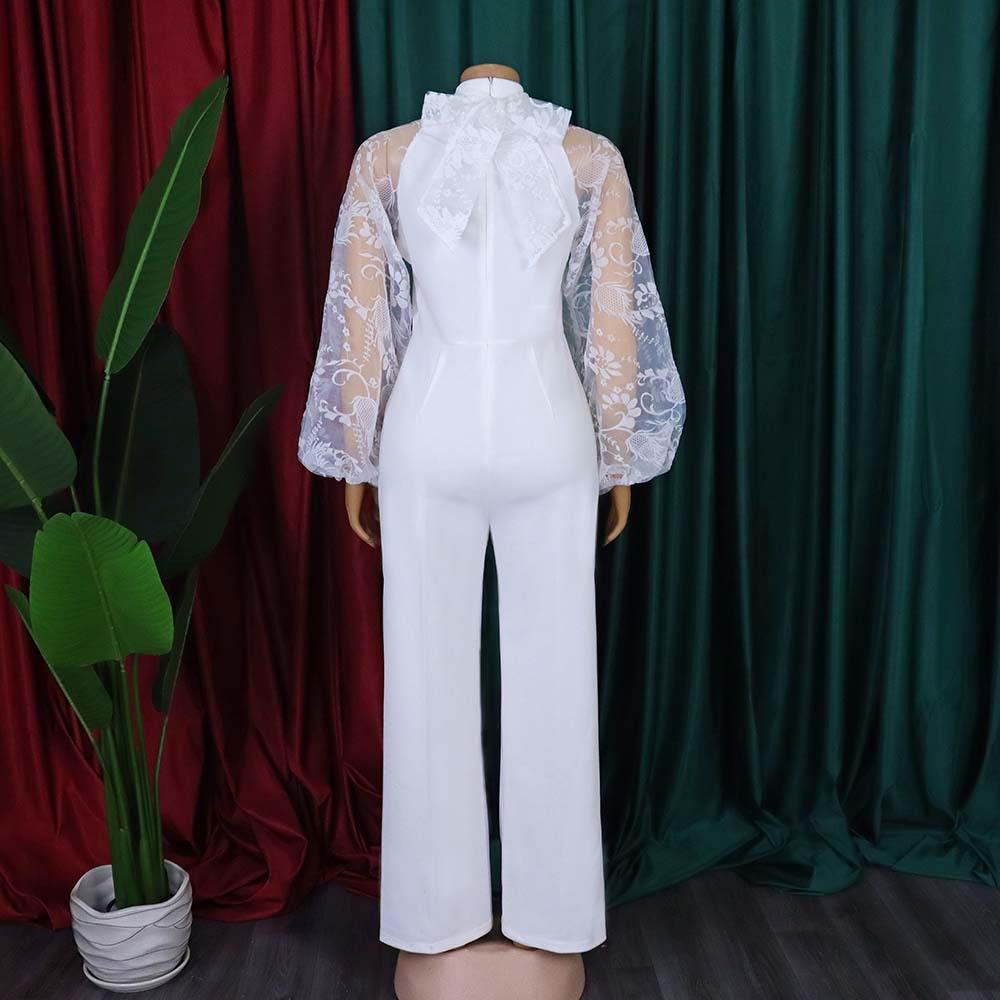 Elegant Jumpsuits Women O Neck Long Sleeve Belt High Waisted Straight Pants Female 2026 New