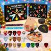 Guitar Picks Advent Calendar 2025 24-Day Countdown with 20 Guitar Picks 2 Oud Picks Faux Leather Pick Holder Metal