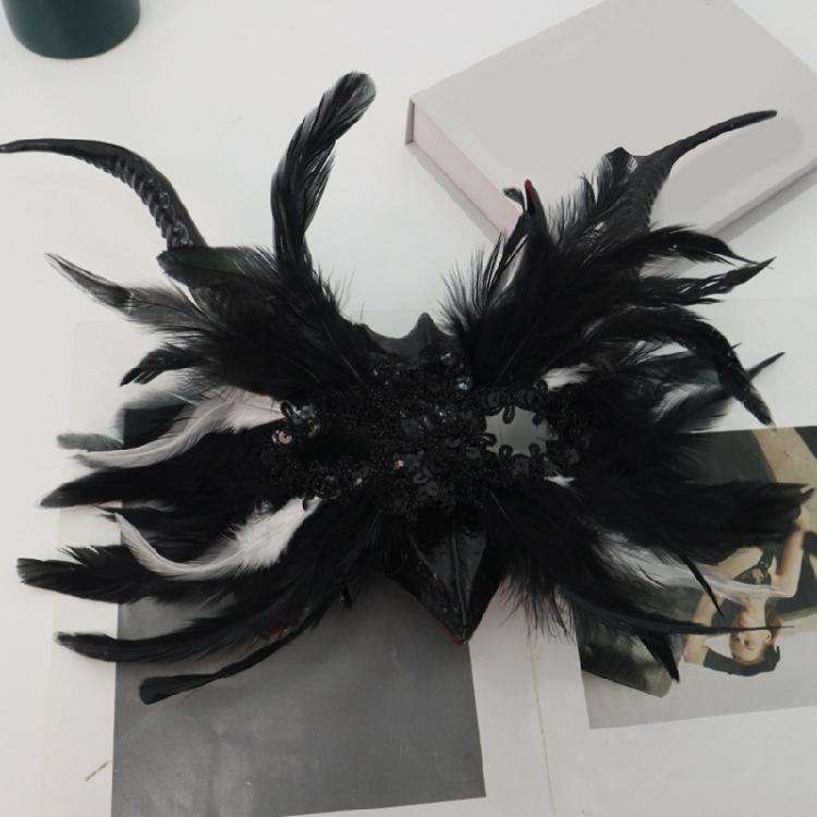 Pírková Vrána Maškarní Masky pro Ženy Dívky Benátské Masky Párty Večerní Plesové Masky Halloween Cosplay Kostýmy