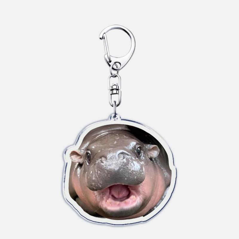 Funny Baby Hippo Cute Keychains Keyring for Accessories Bag Moo Deng Meme Pendant Keyring Jewelry Fans Gifts
