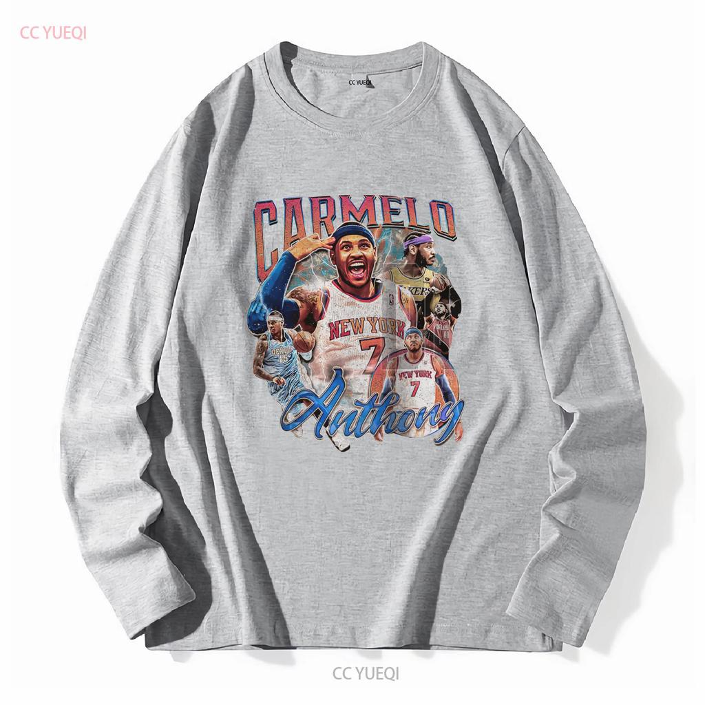 T-shirt Carmelo Anthony Pallacanestro Classica Anni '90 manica lunga o corta vintage Lavata Versatile Unisex Morbida Elasticizzata