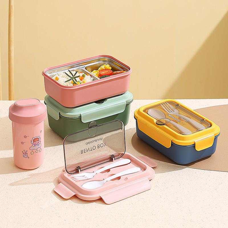 Stainless Steel Student Lunch Box With Divided Food Compartments For Office And School Use