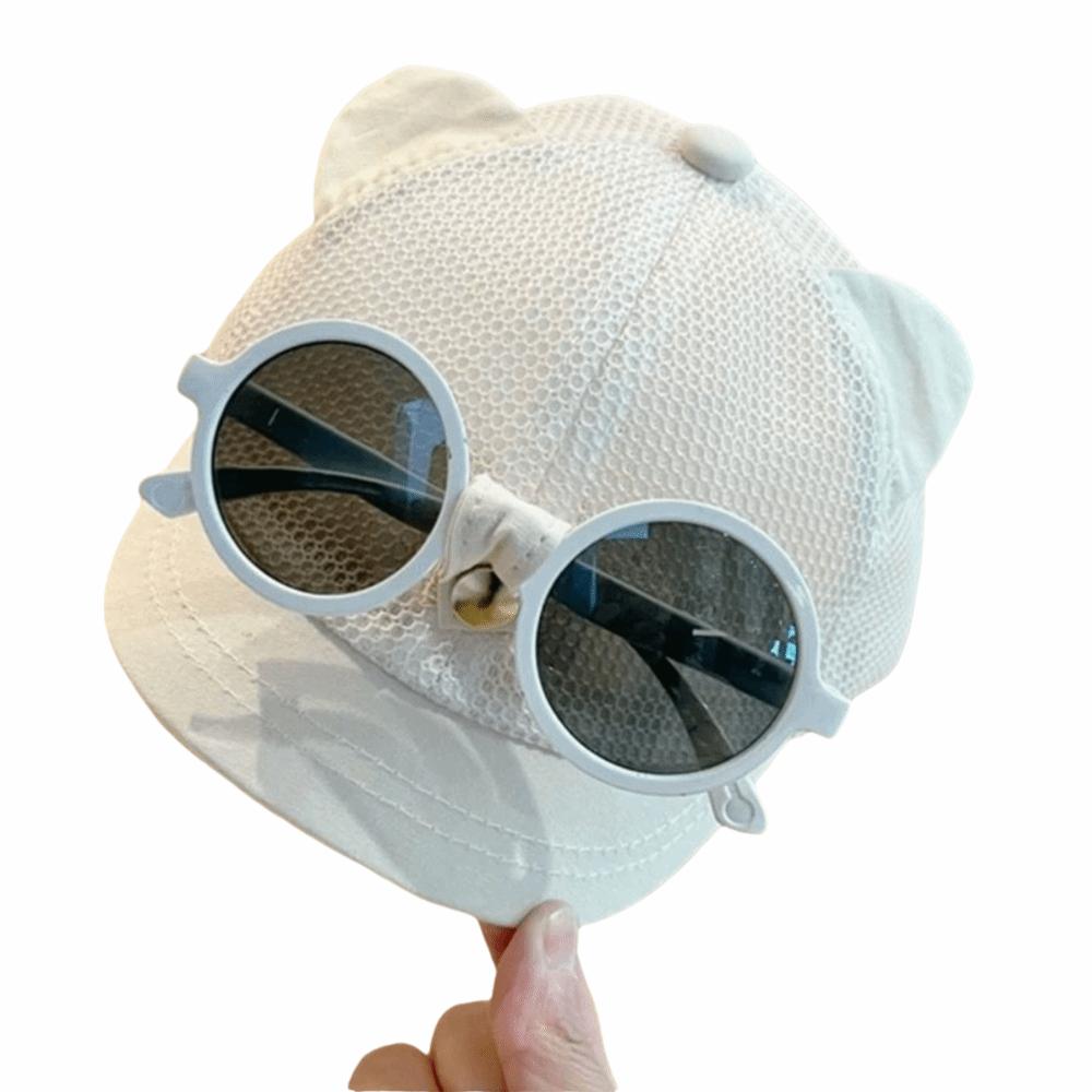 Breathable Children's Hat with Sunglasses Cat Ear Infant Sun Hat Thin Kids Baseball Cap  Running
