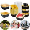 25Pcs 150ml Square Mini Cake Pans with Lids & Spoons Disposable Cupcake Cups Mini Bread Containers for Wedding Birthday Party