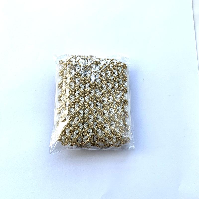 New 5m/16.4ft each Pack white gold lace trims Handmade curve rope Sewing Accessory for bras Curtains Dresses Hats wedding Gift sewing Decoration