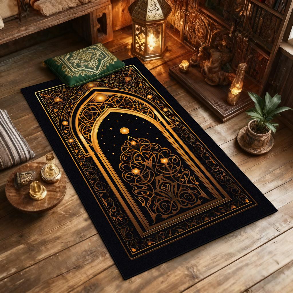 Religious Culture Prayer Floor Mat Islam Style Home Prayer Room Area Washable Antiskid Mats Art Decoration Aesthetic Rug Musalla