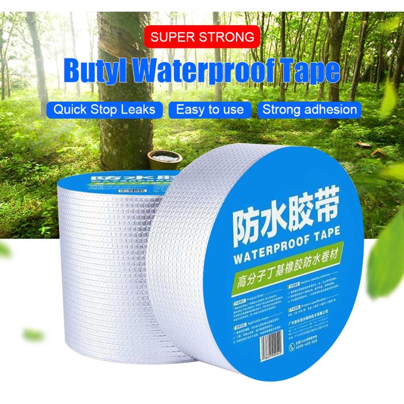 10M Aluminum Foil Butyl Waterproof Tape, High Temperature Resistant Leak Repair Sticker for House Walls and Water Pipes