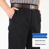 Dad's Pants Men's High Waist Cotton Double Pleated Loose Fit Pants for Spring & Autumn
