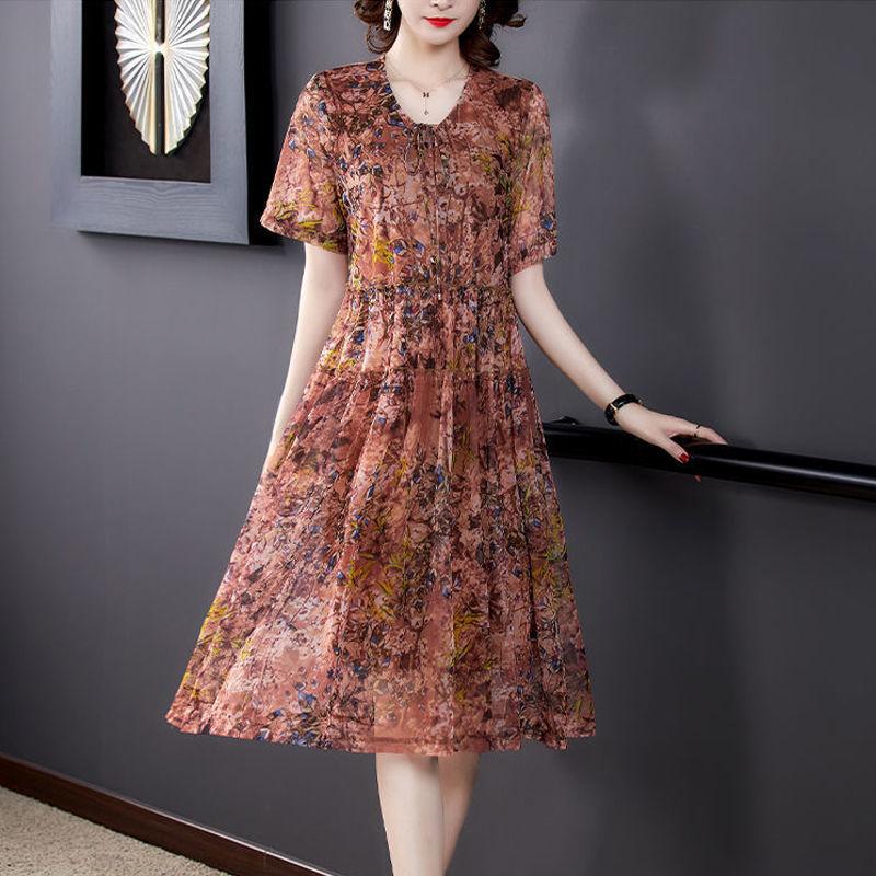 Women Printed Dress Summer Plus Size Floral Dress Loose A-line Dress